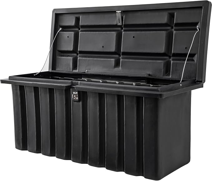 Buyers Products 1712250 Poly Outdoor Multi-Purpose All Weather Utility Storage Bin Box, 8.4 cu. Ft, Job Site Box, Outdoor Storage and Organizer, Made in USA, Black