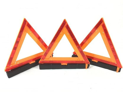 Roadside Safety Emergency Reflective Warning Triangles - 3 Pack with Storage Box