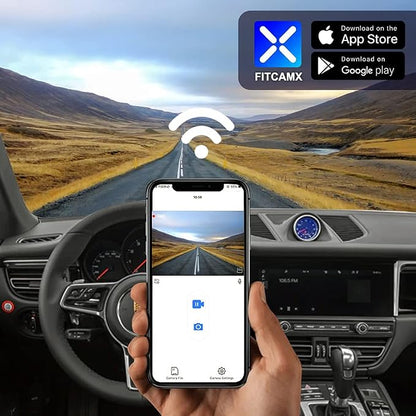 Fitcamx Front 4K+ Rear 1080P Dash Cam Adpats for Porsche Macan 95B Panamera 970 Cayenne 958 92A E2 (Model B), OEM Factory Look, Dual HD Video, WiFi & APP, Loop Recording, G-Sensor, 128GB Card