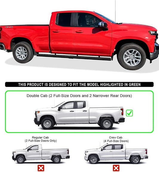 APS Side Steps Compatible with Chevy Silverado GMC Sierra 1500 2019-2026 Extended Cab 6.5ft Bed & 2500 3500 2020-2026 (Exclude 19 1500 LD)(Silverado 1500 LTD Sierra 1500 LD 2022) (5in Wheel to Wheel)