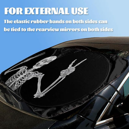 Funny Skull Car Windshield Sunshade Folding Human Skeleton Black Heatshield Front Window Car Sun Shade Windshield Rays Sun Shade Visor Protector for Car Sedan Truck SUV Accessories 59" L x 31.5" W