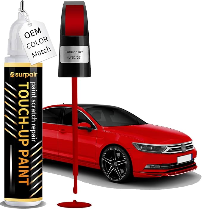 Tornado Red LY3D/G2 Touch up Paint for Volkswagen OEM Color Match Car Scratch Repair Kit for Nicks & Chips Scratches Quick & Easy Paint Fix 2-In-1 Car Scratch Remover Pen