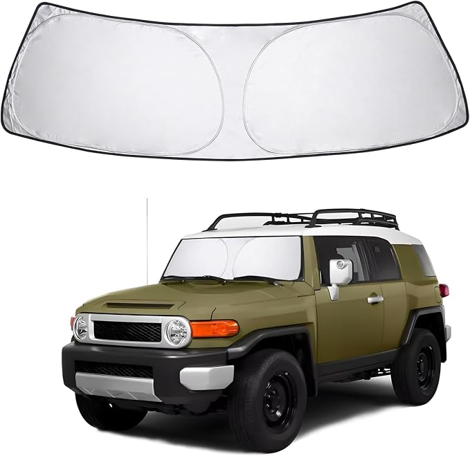 Proadsy 2026 Upgrade Front Windshield Sun Shade Foldable Sunshade Protector Custom Fit 2007-2014 FJ Cruiser Sport Utility Accessories
