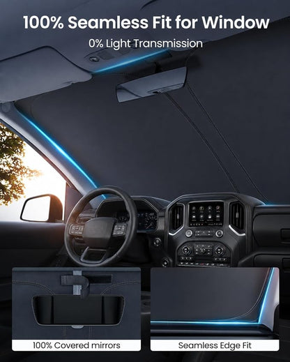 REEVAA Upgraded for GMC Sierra 1500 2500 3500 (2019-2026) Windshield Sunshade [Tailored Fit, 99% Sun Protection] Foldable Sun Shade Car Accessories with Storage Bag