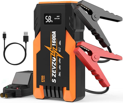 S ZEVZO Jump Starter 1000A Peak Portable Jump Starter for Car (Up to 7.0L Gas 5.5L Diesel Engine) 12V Auto Battery Booster Pack with Jumper Clamps
