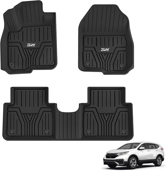 3W Floor Mats Fit for Honda CR-V 2017-2022 (Include Hybrid) TPE All Weather Custom Fit Floor Liner for Honda CRV 1st and 2nd Row Full Set Car Mats Black