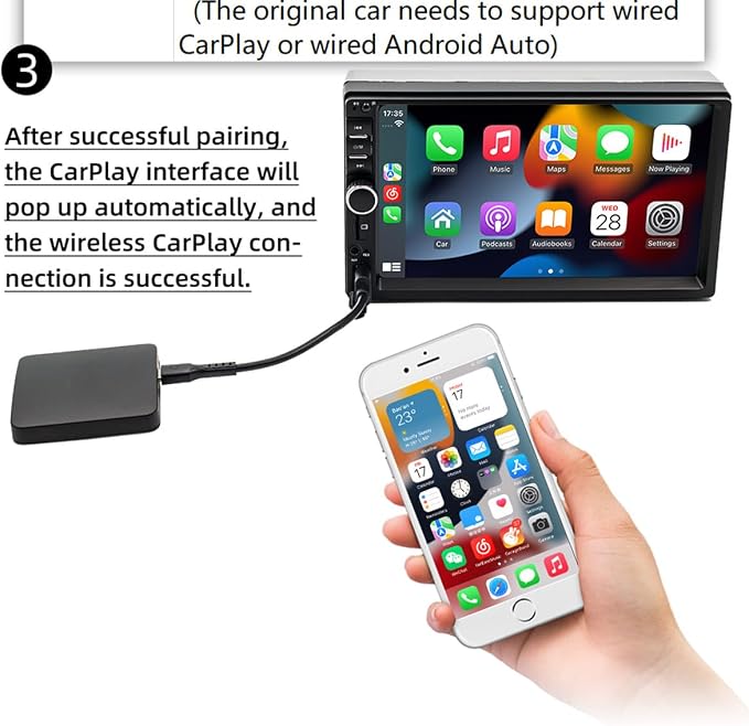 with Wireless Carplay Box, Wireless Android Auto Converter Box Bluetooth 5.0 with Wireless Carplay Adapter for Automobile Player Black, WIfi 2.4GHz