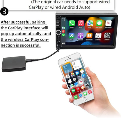 with Wireless Carplay Box, Wireless Android Auto Converter Box Bluetooth 5.0 with Wireless Carplay Adapter for Automobile Player Black, WIfi 2.4GHz