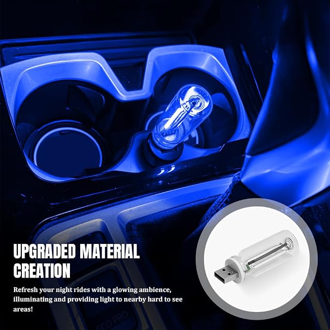USB LED Car Interior Atmosphere Light, Car USB Night Light, Plug-in Auto Ambient Lighting Retro Lamps, Touch Adjustment LED Automotive Night Lamp Auto Accessories for bedrooms Camping (Blue)