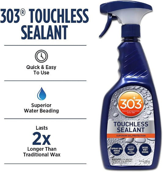 303 Products Touchless Sealant - SiO2 Water Activated Paint & Glass Protection - Spray On, Rinse Off - Lasts 2X Longer Than W- Deep, Wet Shine, 32 fl. oz. (30394CSR)