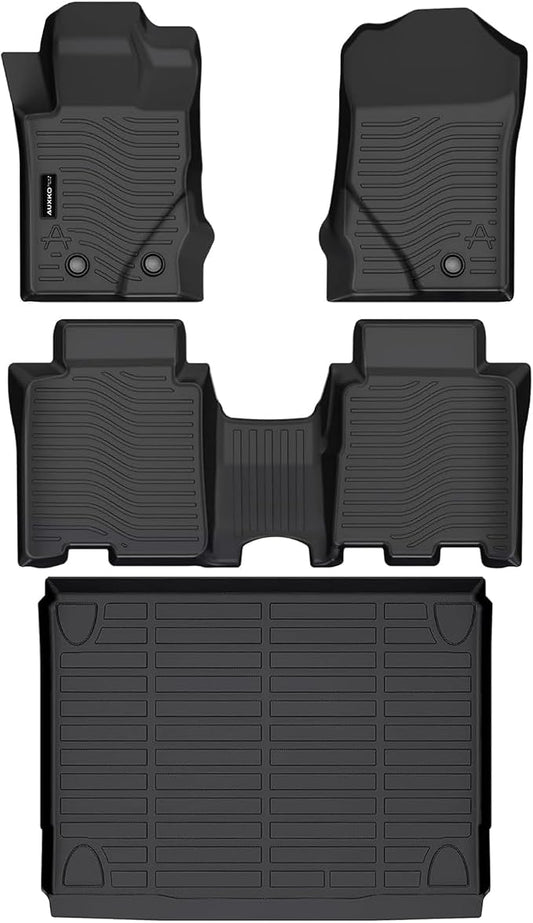 Auxko All Weather Floor Mats Cargo Mat Fit for Ford Bronco(Not Sport) 4Door 2026-2021 TPE Rubber Liners Set Bronco Accessories All Season Guard Odorless Anti-Slip Floor Mats Black