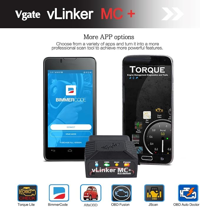 Vgate vLinker MC+ Bluetooth OBD2 Car Diagnostic Scan Tool for iOS, Android, Windows