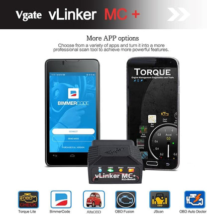 Vgate vLinker MC+ Bluetooth OBD2 Car Diagnostic Scan Tool for iOS, Android, Windows