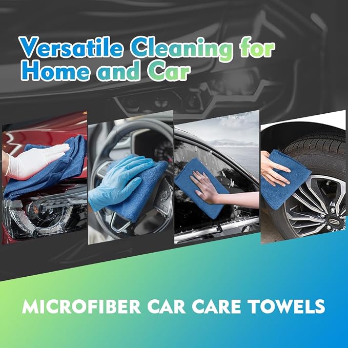HOMEXCEL Lake Green Microfiber Cleaning Cloth 12 Pack 12.5 x 12.5 inch Microfiber Towels for Cars Ultra Absorbent Car Washing Cloth Lint Free Streak Free Cleaning Rags for Car, Kitchen Window