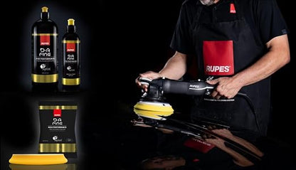 Rupes D-A-Fine Series Two 1-Liter Bottles Polishing Compound & Six Count 6" Finishing Foam Pads - Super Easy Wipe Off, Defect Removal, Blend Enhance Finishing Ability