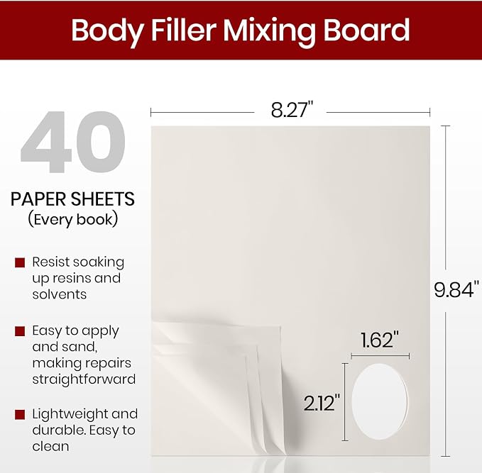 Calvana Car Body Filler Repair Kit, Includes Multi-Layered Disposable Paper