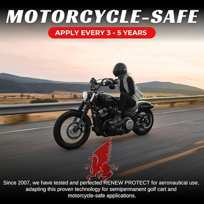 RENEW PROTECT - GLOZ, Tire & Trim Treatment, Ceramic-Hybrid Protectant, Lasts Months - Years, Mid or High Shine, Floor Mats-RV-Golf Cart, 100% Motorcycle-Safe, Wash-Proof, 5min Dry-Seal 16oz