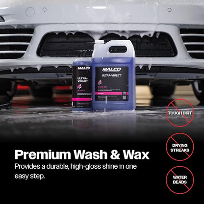 Malco Ultra Violet Premium Wash'n Wax – Best 2-In-1 Car Wash and Wax/Cleans and Provides A Durable, High-Gloss Shine in One Fast and Easy Step / 1 Gallon (107101)