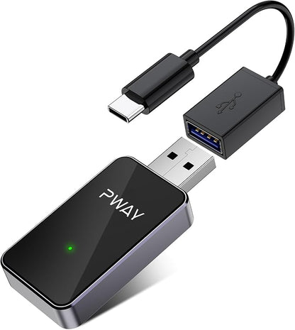 PWAYTEK 2026 Upgraded 2 in 1 Wireless CarPlay & Android Auto Adapter, USB A/C Dongle Convert Factory Wired for iOS 10+ & Android 11+(Black)