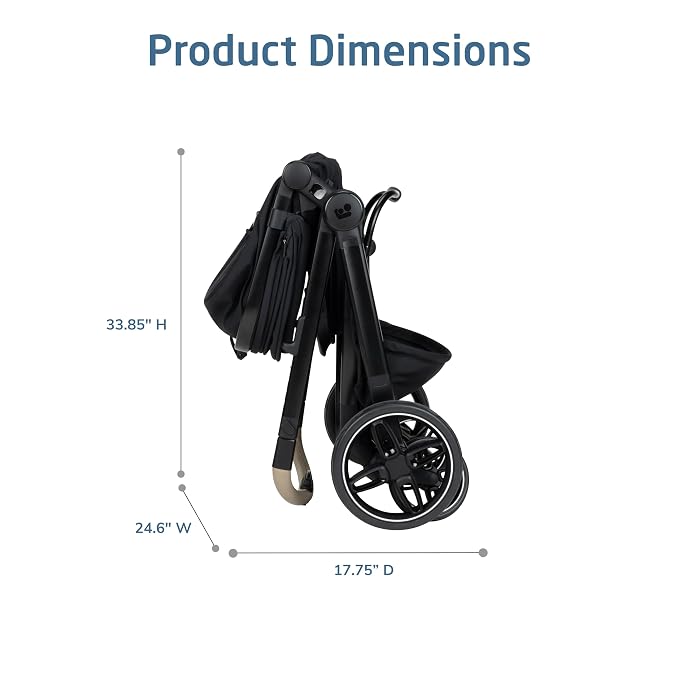 Maxi-Cosi Zelia Pro 5-in-1 Travel System with Mico Pro Infant Car Seat and Baby Stroller Combo, Reversible Seat, Large Wheels, Adjustable Handle, Newborn to Toddler, Lightweight, Caspian Caviar