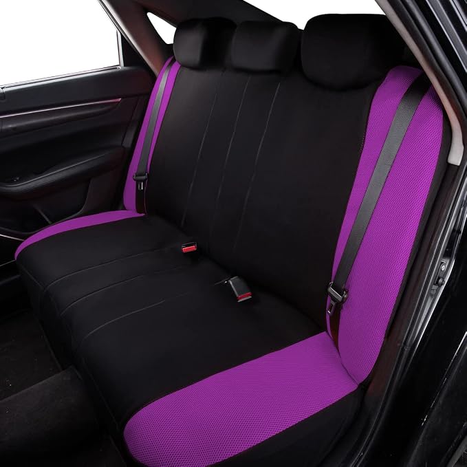 Flying Banner Butterfly car seat Covers ful Set Fashion Universal Lady Woman Female Rear Bench Split Colorized (Full Set, Purple)