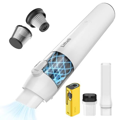 LiTHELi Handheld Vacuum Cordless, 10,000Pa Powerful Suction with Rechargeable U-Battery, Ultra Lightweight Mini Dust Buster for Car, Home, Pet Hair & Crevices – Yellow