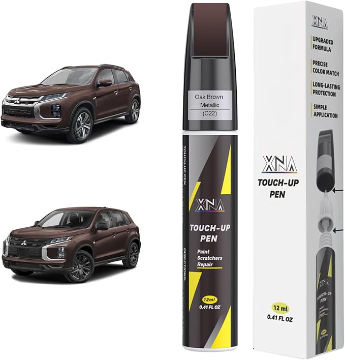 XNA Oak Brown Metallic(C22) for Mitsubishi Touch Up Paint, 2 in 1 Car Scratch Remover with Pen Tip and Brush, Exact Color-Matched for Car Paint Scratch Repair, Quick & Easy Fix Chips and Nicks