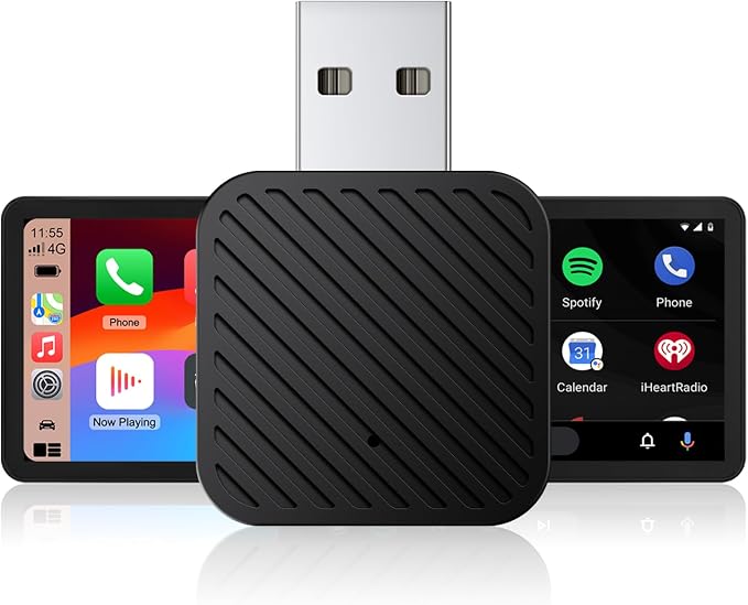 2025 Tiny Wireless CarPlay Adapter Android Auto Dongle for iPhone & Android Plug & Play Fits Most Cars 2015+ USB Type-C Compact Design