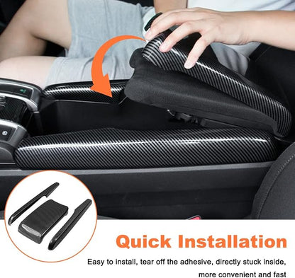 Center Console Armrest Box Panel Protect Decorate Covers Compatible with Honda Civic 10th Generation 2016-2021 Center Console Armrest Box Protective Cover Carbon Fiber Style (3PCS)