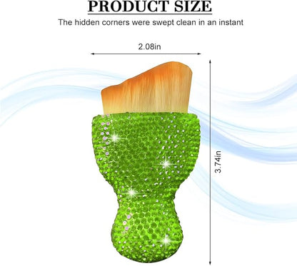 Bling Car Detailing Brush, Crystal Rhinestone Non-Scratch Vehicle Cleaning Dust Brush for Air Vent & Dashboard, Soft Bristles Automotive Interior Cleaning Tool, Universal Fit (Light Green)