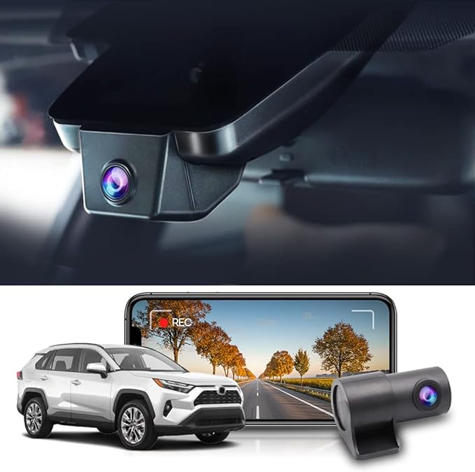 Fitcamx Front 4K+Rear 1080P Dash Cam Adapts for Toyota RAV4 2022-2025 (Model B/with Vents on Cover), Integrated OEM Look, WiFi & APP, Dual HD Video, Loop Recording, G-Sensor, Easy to Use, 128GB Card