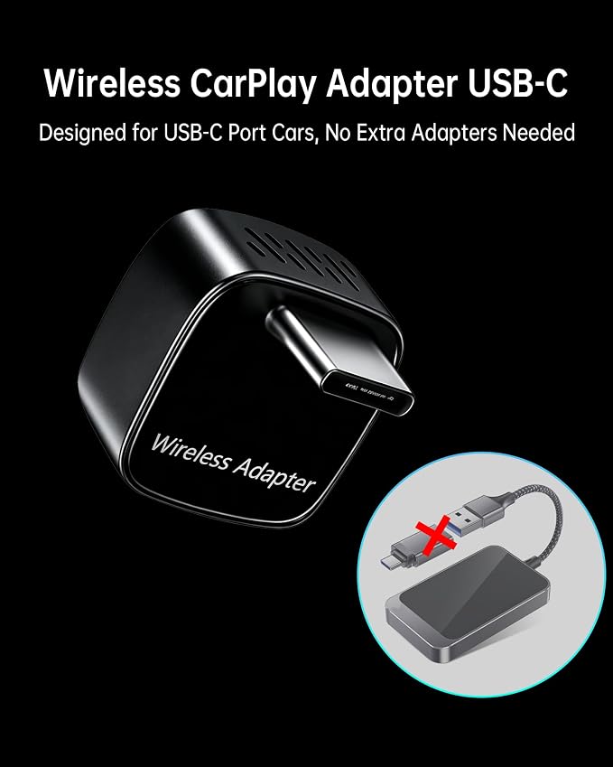 ONINCE Wireless CarPlay Adapter USB-C | Wired to Wireless Conversion | Plug & Play | Auto Reconnect | Low Latency for Factory CarPlay Cars