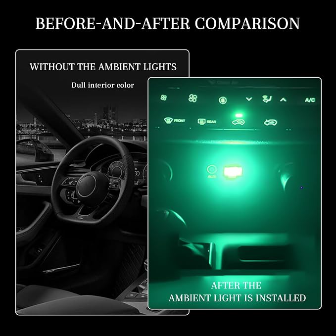 4 PCS USB LED Car Interior Atmosphere Lamp, Portable Mini Auto LED Decor Night Light, Plug-in USB Interface Ambient Lighting Kit, Universal Car Interior Accessories(Green)