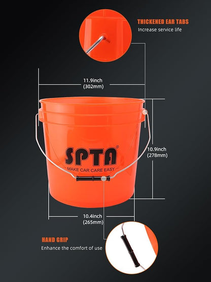 SPTA 29Pcs Car Wash Bucket Set, 15L Scratch Free Detailing Bucket with Car Wash Filter, Wash Mitt Sponge Towels Tire Detailing Brush Set, Exterior Interior Car Detailing Set, Complete Car Care Tools