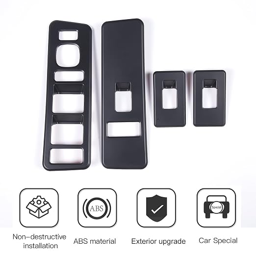 Inner Window Switch Panel Cover for Hummer H2 2003-2007,Window Lift Switch Cover Interior Button Trim Kit,1 Set of 4,Interior Accessories (Matte Black)