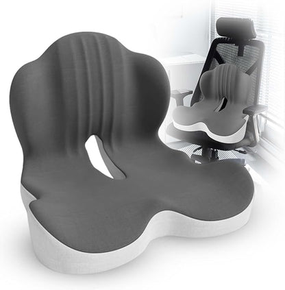 Large Memory Foam Seat Cushion Lumbar Support Pillow for Sciatica & Tailbone Pressure Relief Coccyx Pad for Office Chair, Car,Wheelchair,Home,Office