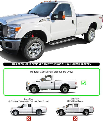 APS Running Boards (Nerf Bars Side Steps Step Bars) Compatible with Ford F250 F350 Super Duty 1999-2016 Regular Cab (Silver 5in 304 Stainless Steel)
