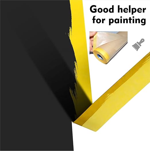 Pre-Taped Paint Masking Paper and Masking Tape Sets,2 Rolls 22inch-50feet Painters Paper and 1 Roll Painters Tape, Automotive Paint Paper, Tape and Drape Waterproof for Painting Protection Covering