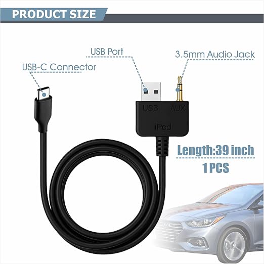 Aux Charing Media Interface USB 3.5mm Audio Jack Music Adapter Compatible for IP 17 16 15 Pro Max 17 Air 15 Plus Google Pixel 4 4 XL 3 2 2 XL Galaxy for Hyundai KIA