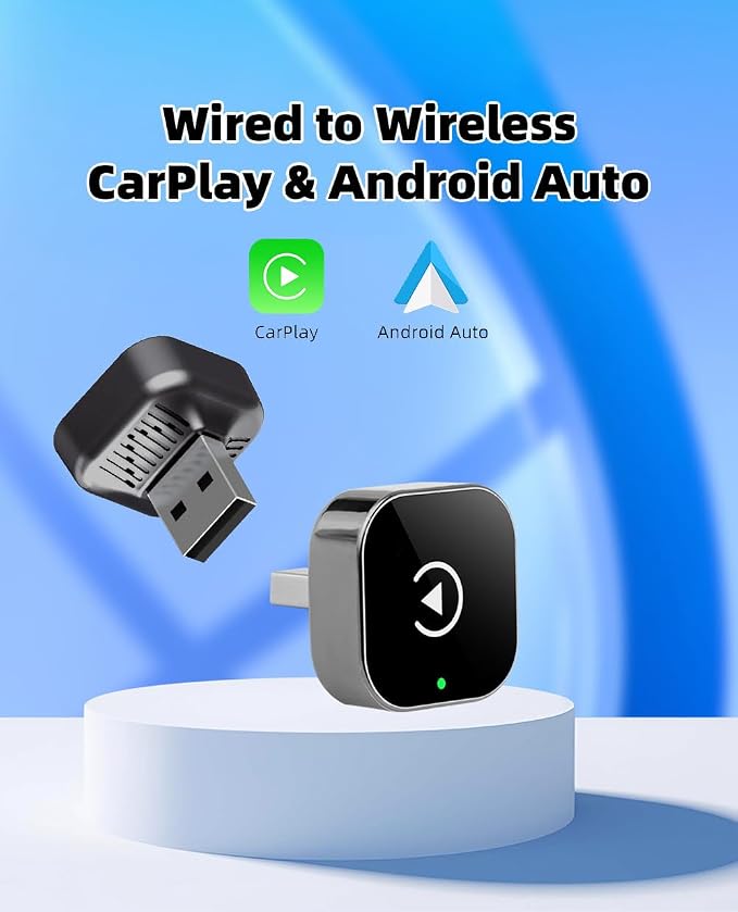 2 in 1 Wireless CarPlay and Android Auto Adapter, Plug and Play, Auto-Connect Seamless, Mini Dongle Supports Car with Built-in Wired Car Play/Android Auto