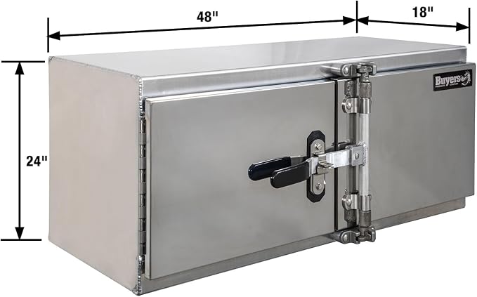 Buyers Products 1763124 Smooth Aluminum Underbody Truck Tool Box With Cam Lock Stainless Steel Double Barn Door, 18 x 24 x 48 Inch, Made In The USA