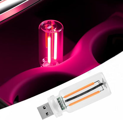 LED Car Interior Light, Touch Control USB Night Lamp, Retro Style Ambient Lighting for Auto, Bedroom, Desk (Pink Light)