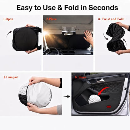 Car Windshield Sun Shade, Red Angry Eyes Car Sun Shade, Windshield Cover Universal Fits Mid-Large Sedan SUV Crossover Family Vehicle, UV Heat Protection - 63 x 31.5
