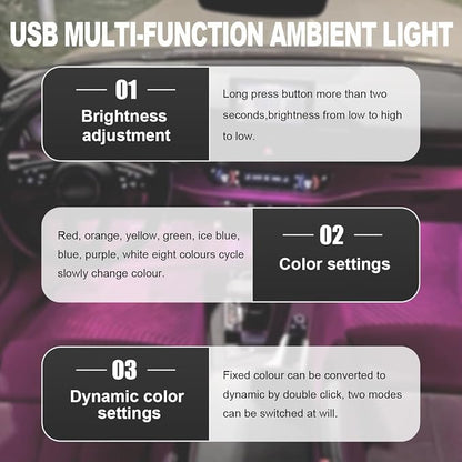 Wevdn 2 PCS USB Type C LED Ambient Light, Adjustable Brightness 8 Color RGB LED Interior Lighting, Mini USB Night Atmosphere Lamp for Car Home Decoration, Universal Car Interior Accessories