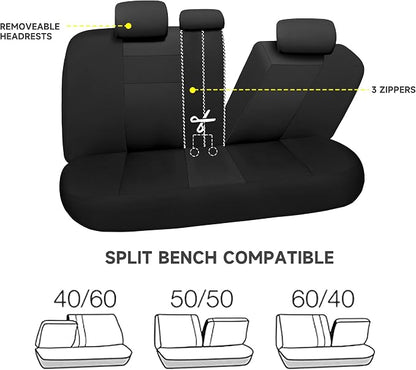 VarCozy Seat Covers for Car Front Pair, Breathable Cloth Front Car Seat Covers, Universal Cloth Seat Covers for SUV Sedan Van, Automotive Interior Covers, Airbag Compatible
