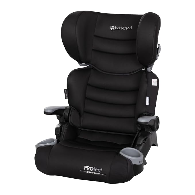 Baby Trend Protect 2-in-1 Folding Booster Seat, Midnight Black – Fold-Flat Travel-Ready Design, Lightweight Build, Belt-Positioning Comfort