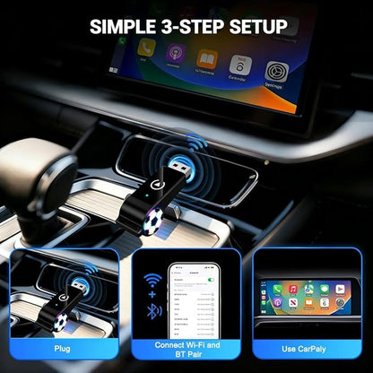 2026 Wireless CarPlay Android Auto Adapter, 2 in 1 Plug and Play Wireless Adapter, Fast Auto Reconnect, Plug and Play for OEM Factory Wired CarPlay Vehicles