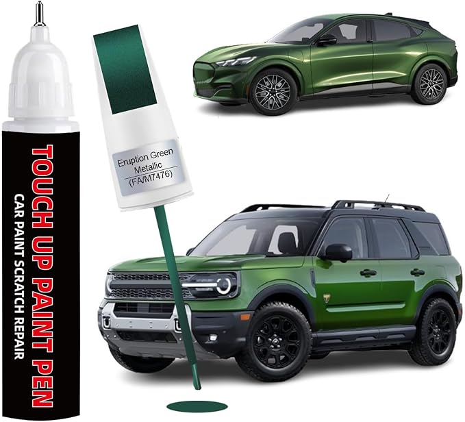 Eruption Green Metallic FA/M7476 Car Touch Up Paint for Ford 2-in-1 Car Scratch Repair Pen with Fine Tip&Brush, DIY Color-Code Matched Auto Paint for Rock Chips Door Scratches Paint Nicks Bumper Marks