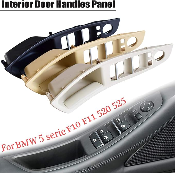 Side Door Handle for BMW 5 Series F10 F11,Inner Door Pull Handle Trim Cover Kits Replacement Window Switch Armrest Panel for BMW 520 523 525 528 530 535 (Oyster White)