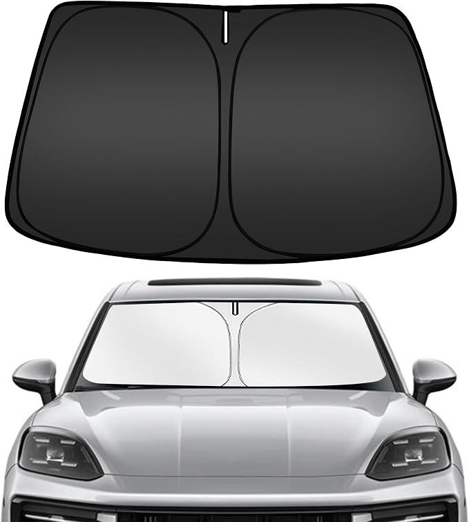 ARISMOTOR Windshield Sun Shade for Porsche Cayenne 2019-2025, Custom Fit Foldable Front Window Sunshade Sun Visor Protector, Block UV Rays Keep Your Car Cooler